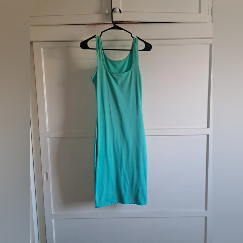 Blue Sleeveless Scoop Neck Midi Slip Dress